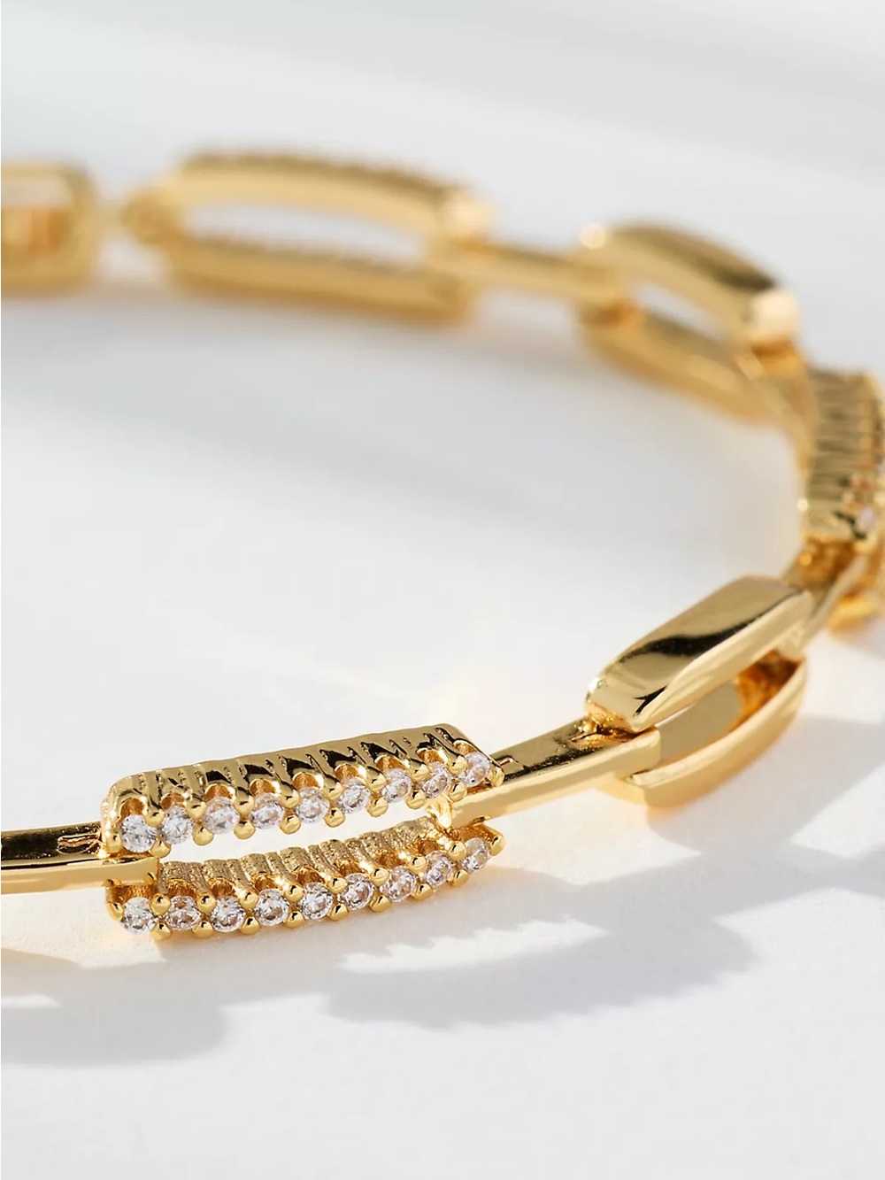 Anthropologie Gold Paperclip Tennis Bracelet Jewelry - Picture 2 of 4